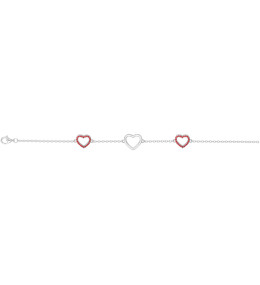 Le Bracelet argent 925/1000, motifs coeurs et 44 spinelles rouges by Stauffer