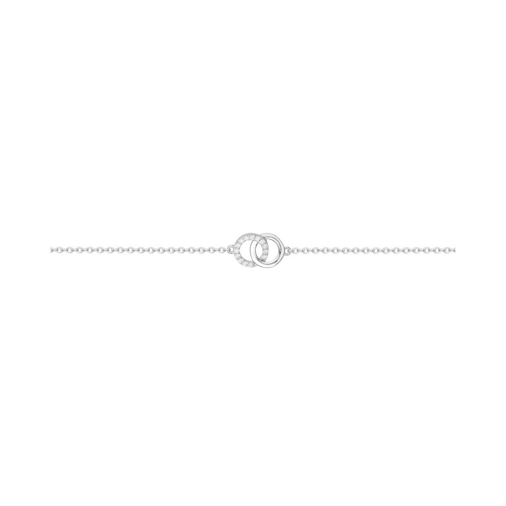 Bracelet argent 925/1000, motif double anneaux et 14 oxydes de zirconium by Stauffer
