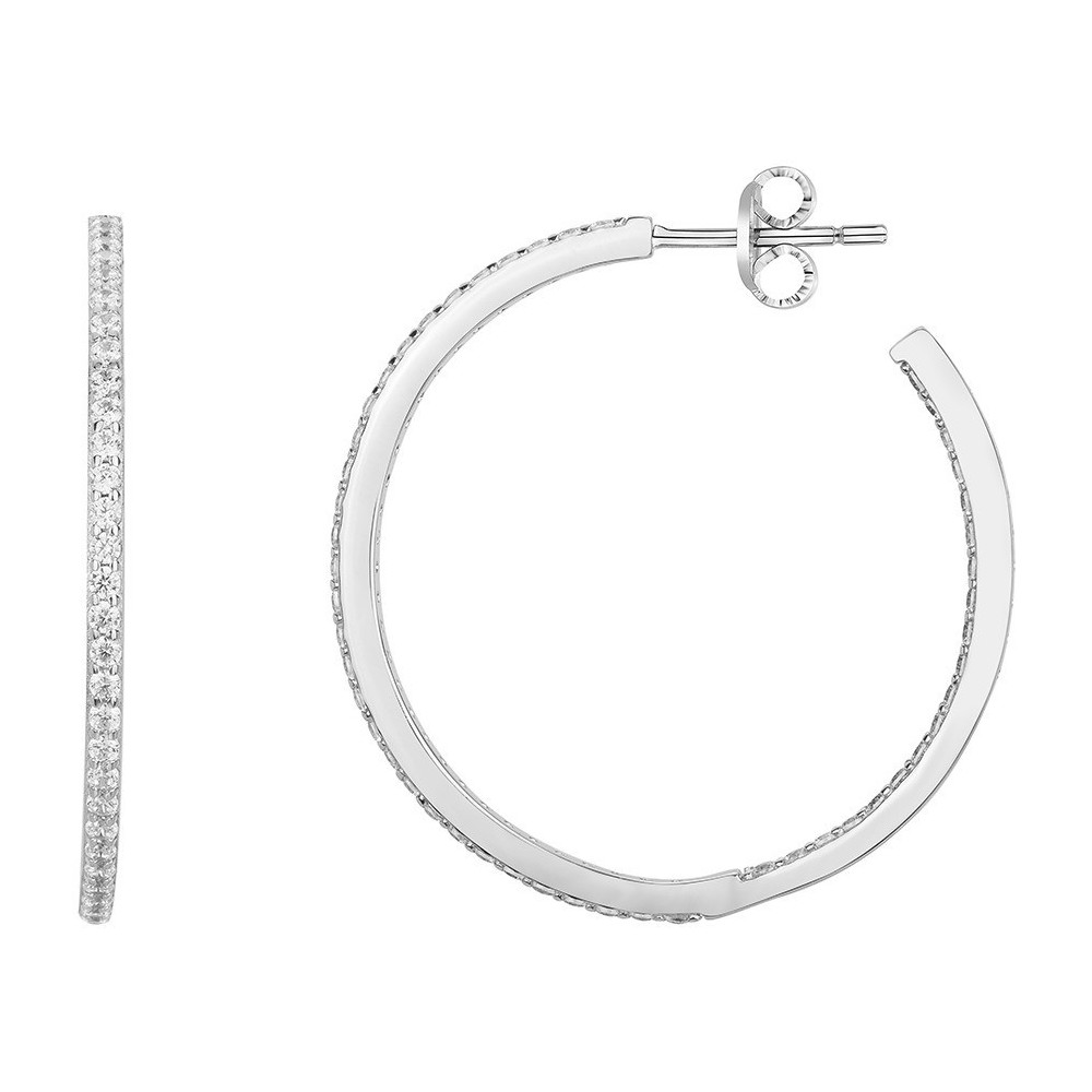 Boucles d'oreilles créoles Argent 925/1000 et 100 oxydes de zirconium by Stauffer