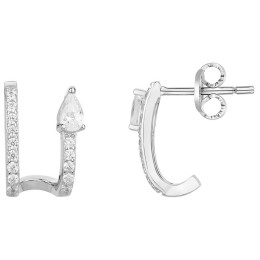 Boucles d'oreilles demi-créoles Argent 925/1000 et 30 oxydes de zirconium by Stauffer