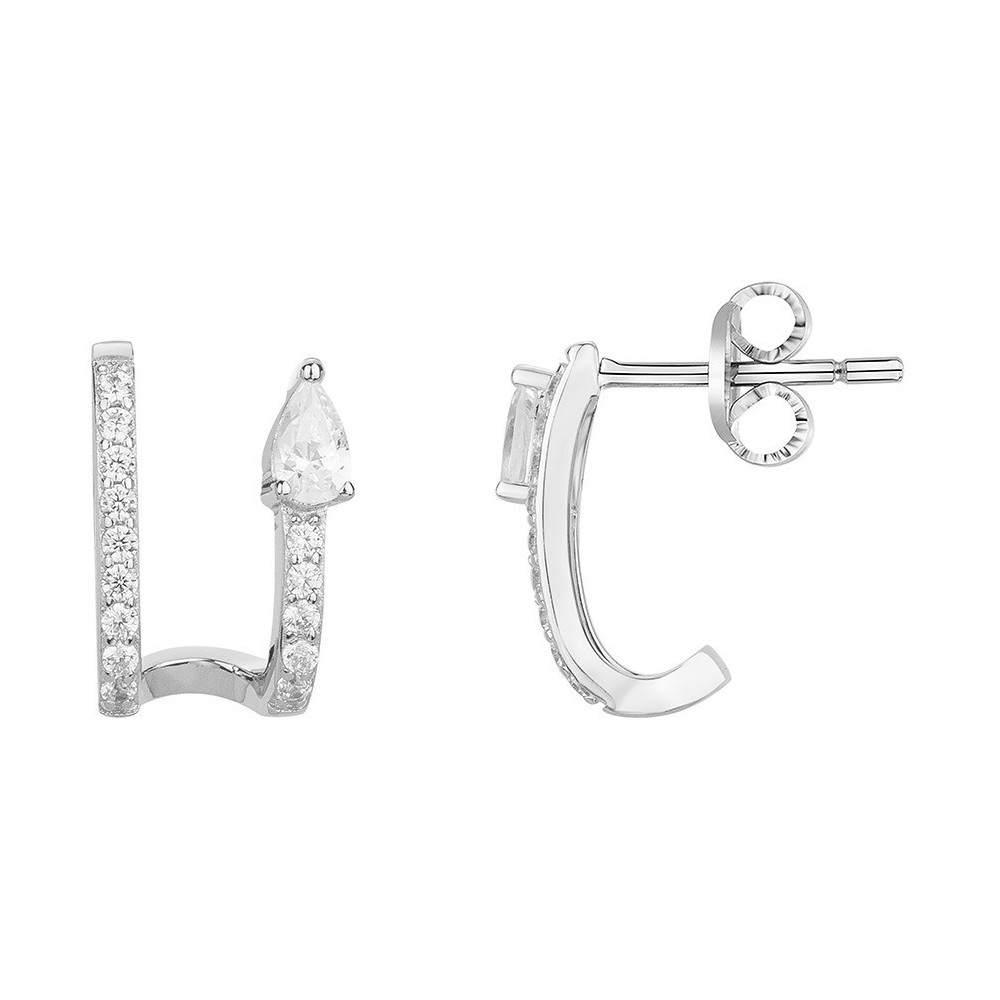 Boucles d'oreilles demi-créoles Argent 925/1000 et 30 oxydes de zirconium by Stauffer