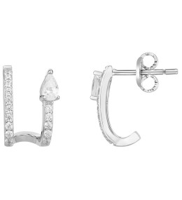 Boucles d'oreilles demi-créoles Argent 925/1000 et 30 oxydes de zirconium by Stauffer