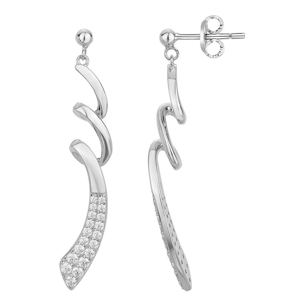 Boucles d'oreilles pendantes Argent 925/1000 et 38 oxydes de zirconium by Stauffer