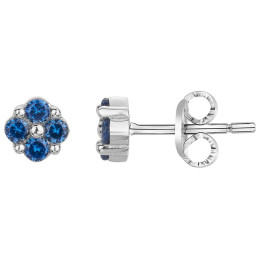 Boucles d'oreilles Argent 925/1000, 8 spinelles bleues by Stauffer