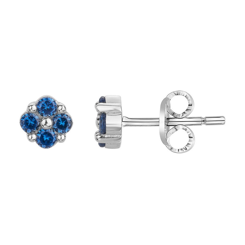 Boucles d'oreilles Argent 925/1000, 8 spinelles bleues by Stauffer