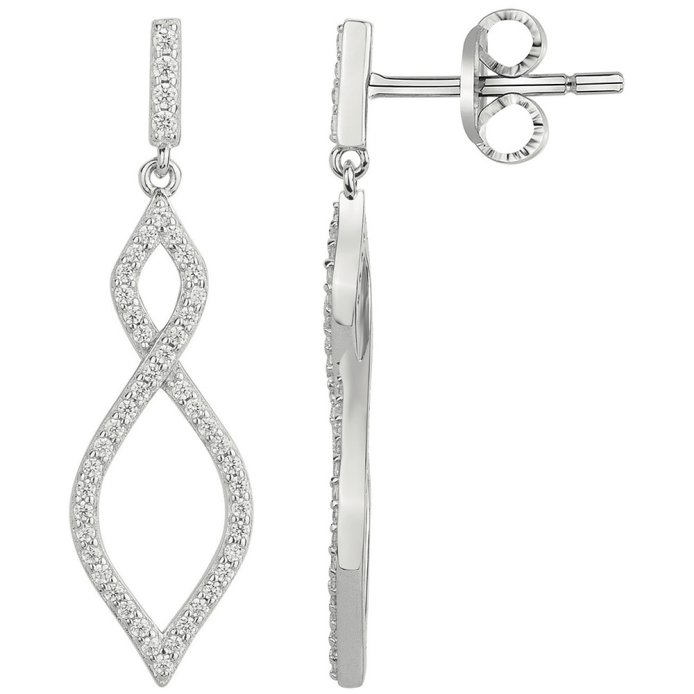 Boucles d'oreilles pendantes Argent 925/1000 et 96 oxydes de zirconium by Stauffer