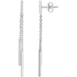 Boucles d'oreilles pendantes Argent 925/1000 et 36 oxydes de zirconium by Stauffer