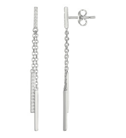 Boucles d'oreilles pendantes Argent 925/1000 et 36 oxydes de zirconium by Stauffer