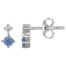 Boucles d'oreilles Argent 925/1000, 2 spinelles bleues et 2 oxydes de zirconium by Stauffer