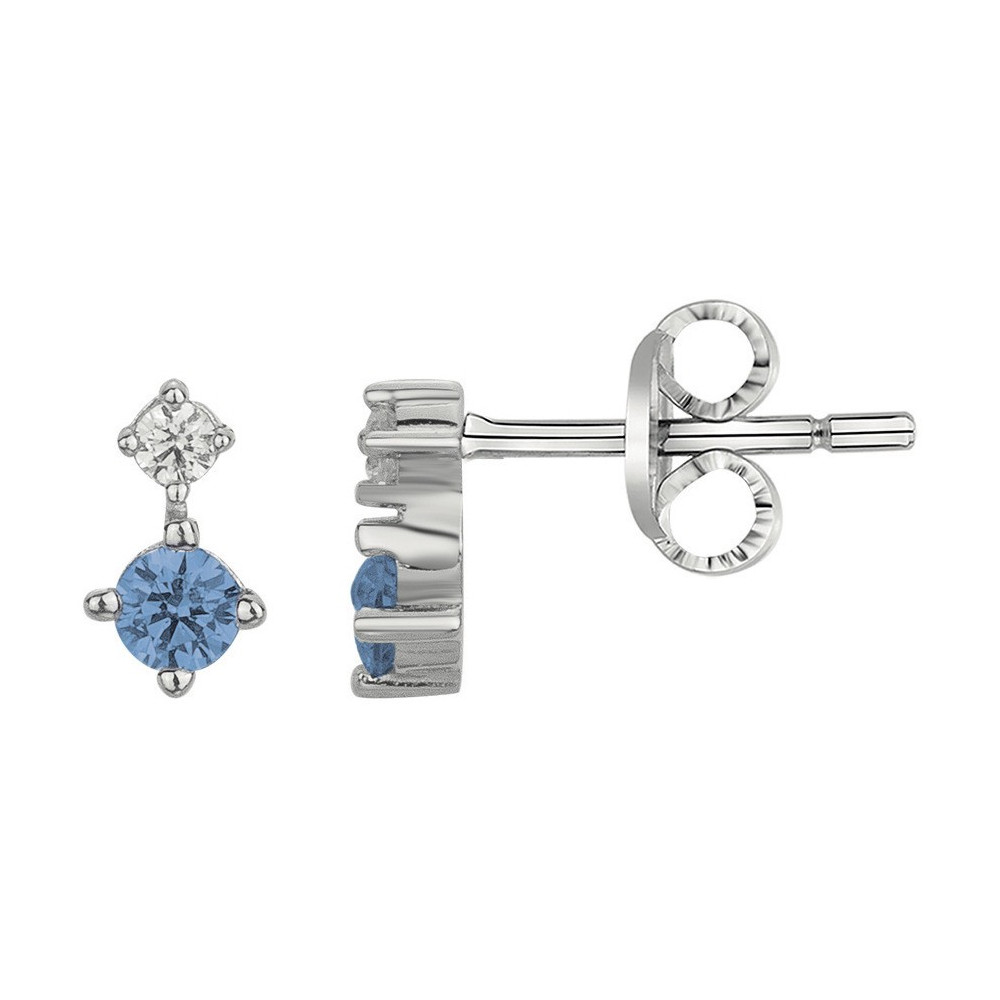 Boucles d'oreilles Argent 925/1000, 2 spinelles bleues et 2 oxydes de zirconium by Stauffer