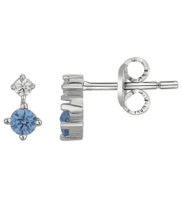 Boucles d'oreilles Argent 925/1000, 2 spinelles bleues et 2 oxydes de zirconium by Stauffer