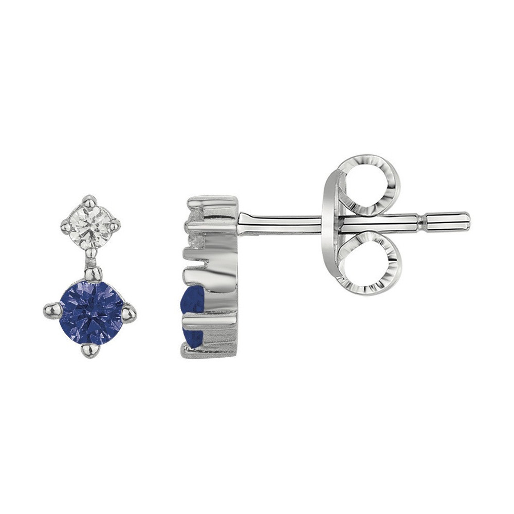 Boucles d'oreilles Argent 925/1000, 2 spinelles bleues et 2 oxydes de zirconium by Stauffer