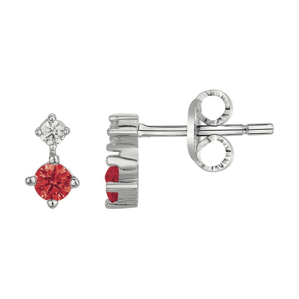 Boucles d'oreilles Argent 925/1000, 2 spinelles rouges et 2 oxydes de zirconium by Stauffer