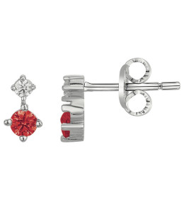 Boucles d'oreilles Argent 925/1000, 2 spinelles rouges et 2 oxydes de zirconium by Stauffer