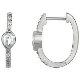 Boucles d'oreilles créoles Argent 925/1000, 14 oxydes de zirconium by Stauffer
