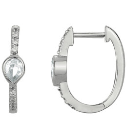 Boucles d'oreilles créoles Argent 925/1000, 14 oxydes de zirconium by Stauffer