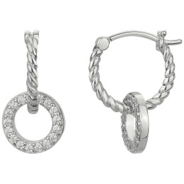 Boucles d'oreilles créoles Argent 925/1000, 34 oxydes de zirconium by Stauffer