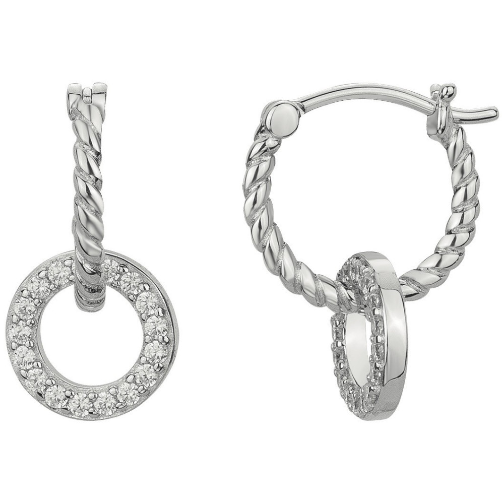 Boucles d'oreilles créoles Argent 925/1000, 34 oxydes de zirconium by Stauffer