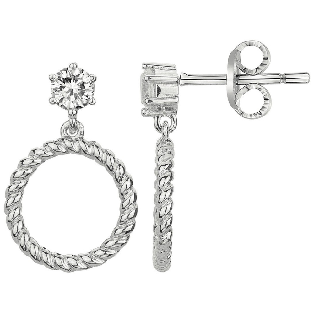 Boucles d'oreilles Argent 925/1000, 2 oxydes de zirconium by Stauffer