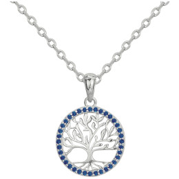 Collier Argent 925/1000, arbre de vie et 36 spinelles bleus by Stauffer
