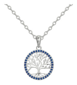Collier Argent 925/1000, arbre de vie et 36 spinelles bleus by Stauffer