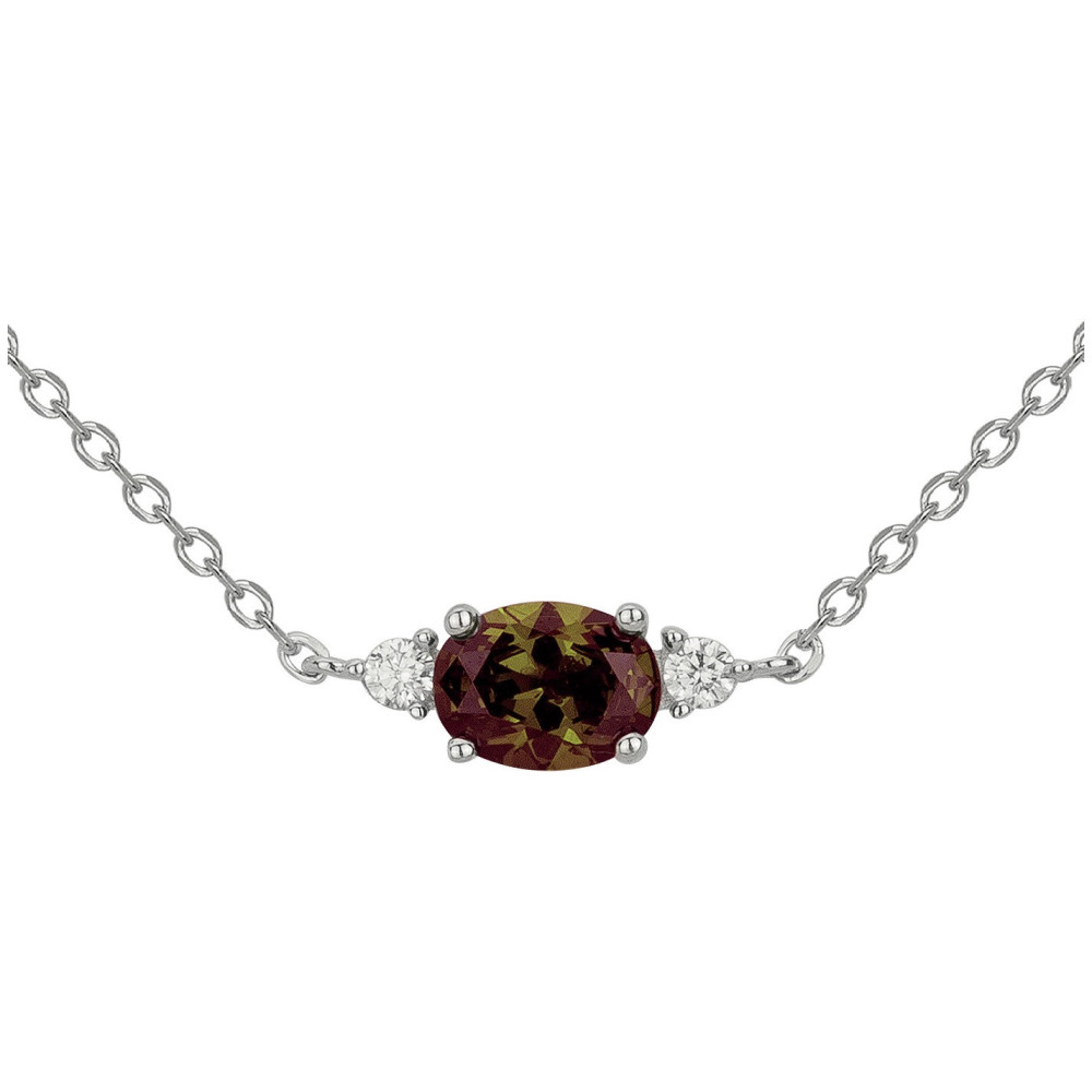 Collier Argent 925/1000, 1 oxyde de zirconium marron et 2 oxydes de zirconium by Stauffer