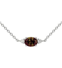 Collier Argent 925/1000, 1 oxyde de zirconium marron et 2 oxydes de zirconium by Stauffer