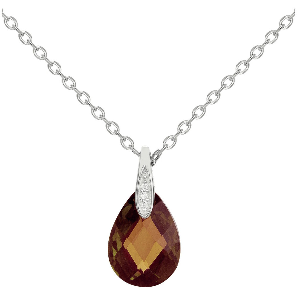Collier Argent 925/1000, 1 oxyde de zirconium marron et 3 oxydes de zirconium by Stauffer