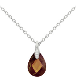 Collier Argent 925/1000, 1 oxyde de zirconium marron et 3 oxydes de zirconium by Stauffer
