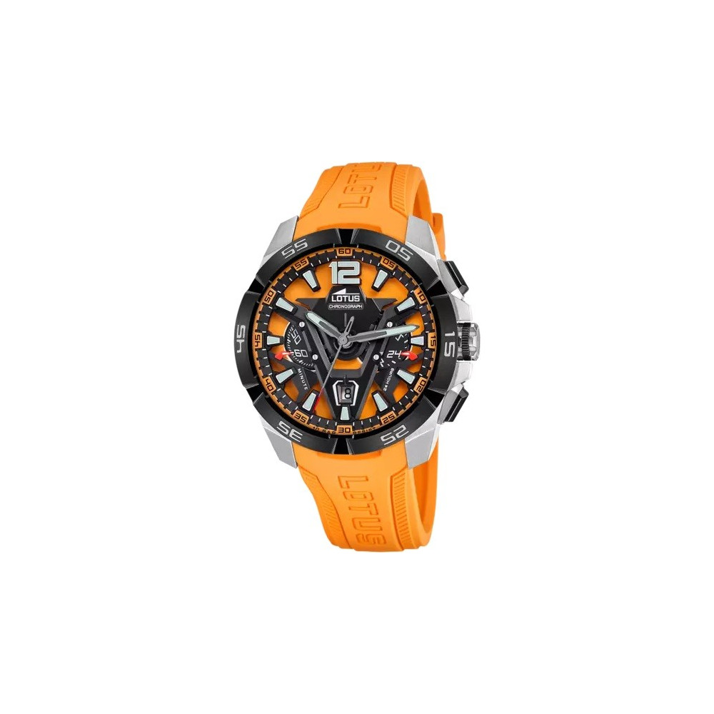 Montre homme LOTUS, Vortex, chronographe, acier et caoutchouc orange, 18944/3