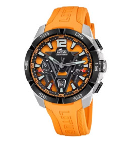 Montre homme LOTUS, Vortex, chronographe, acier et caoutchouc orange, 18944/3