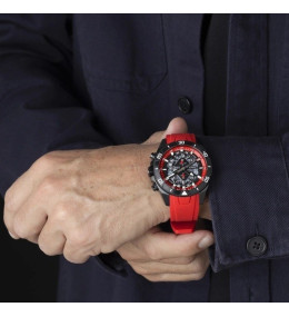 La Montre homme LOTUS, Vortex, chronographe, acier et caoutchouc rouge, 18945/5