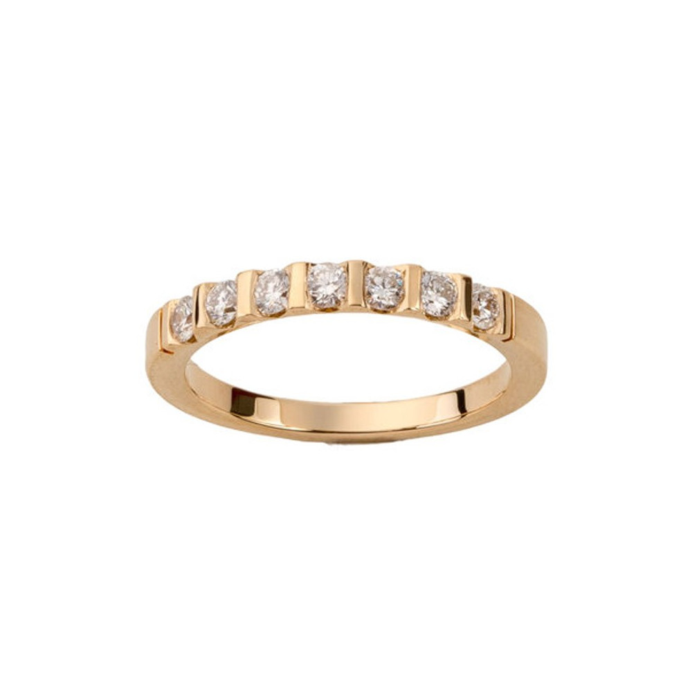 Alliance or jaune 750/1000, serti barrettes et diamants 0,42 carat, largeur 2,75 mm by Stauffer Alliance or jaune 750/1000, serti barrettes et diamants 0,42 carat, largeur 2,75 mm by Stauffer