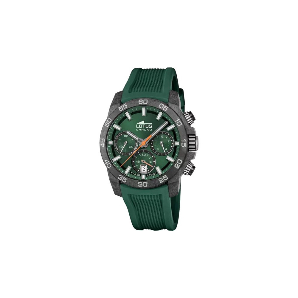 Montre homme LOTUS, chronographe, acier et caoutchouc vert, 18974/2 Montre homme LOTUS, chronographe, acier et caoutchouc vert, 18974/2