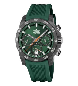 Montre homme LOTUS, chronographe, acier et caoutchouc vert, 18974/2