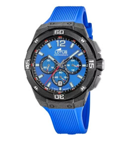 Montre homme LOTUS, chronographe, acier et caoutchouc bleu, 18975/1