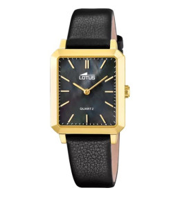 Montre femme LOTUS, 2 aiguilles, acier PVD jaune et cuir noir, 18988/4