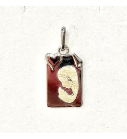 Médaille vierge or aux mains jointes gris 750/1000 by Stauffer