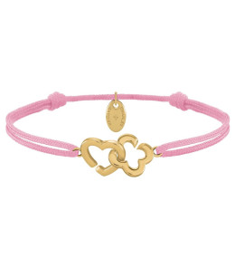 Bracelet femme, cordon rose et argent 925/1000 doré or jaune , Charles Garnier Paris 1901, PASSION, AGF170186B