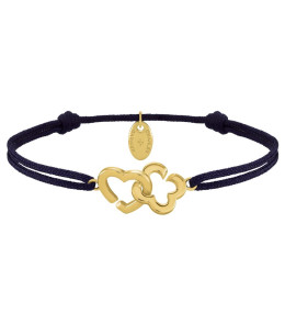Bracelet femme, cordon noir et argent 925/1000 doré or jaune , Charles Garnier Paris 1901, PASSION, AGF170187B