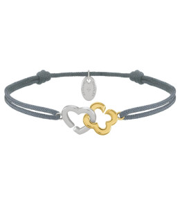 Bracelet femme, cordon gris et argent 925/1000 bicolore , Charles Garnier Paris 1901, PASSION, AGF170191B