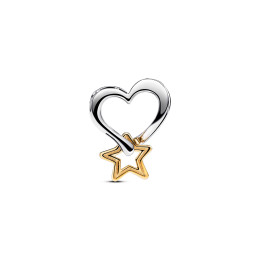 Le Charm Pandora Moments, bonne étoile et coeur en argent 925/1000 et métal doré or jaune 585/1000, 763513C00