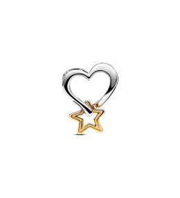 Le Charm Pandora Moments, bonne étoile et coeur en argent 925/1000 et métal doré or jaune 585/1000, 763513C00