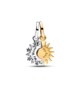 Le Charm pendentif Pandora Moments, séparable soleil et étoile en argent 925/1000 et métal doré or jaune 585/1000, 763585C01