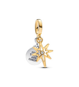 Charm Pandora Moments, diamant de synthése, étoile polaire, argent 925/1000 et métal doré or jaune 585/1000, 763588C01