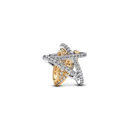 Charm Pandora Moments, étoile entrelacée scintillante en argent 925/1000 et métal doré or jaune 585/1000, 763590C01
