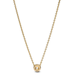 Le Collier Pandora, pendentif rond halo pavé en doré or jaune 585/1000, 363548C01-45