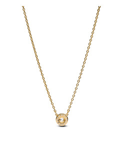 Le Collier Pandora, pendentif rond halo pavé en doré or jaune 585/1000, 363548C01-45