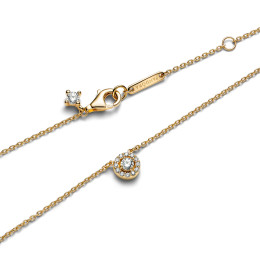 Le Collier Pandora, pendentif rond halo pavé en doré or jaune 585/1000, 363548C01-45