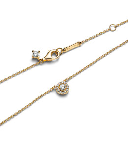 Le Collier Pandora, pendentif rond halo pavé en doré or jaune 585/1000, 363548C01-45